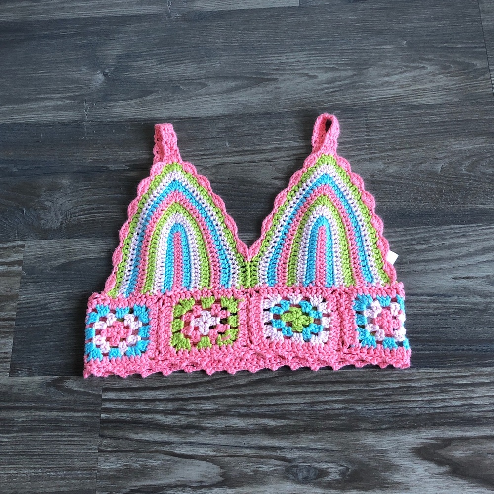 Nasty Gal Crochet Knit Crop Top Festival Party Beach Y2K